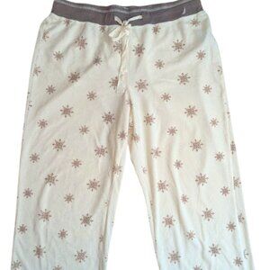 Nautica Women’s XL Cream Drawstring Cozy Thermal Snowflake Wide Leg Pajama Pants